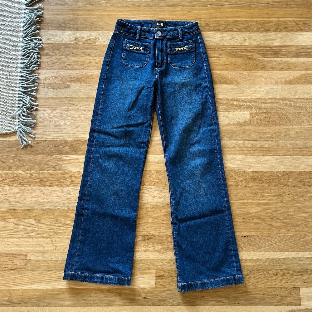 PAIGE Leenah Wide Leg Jeans w/ Gold Details